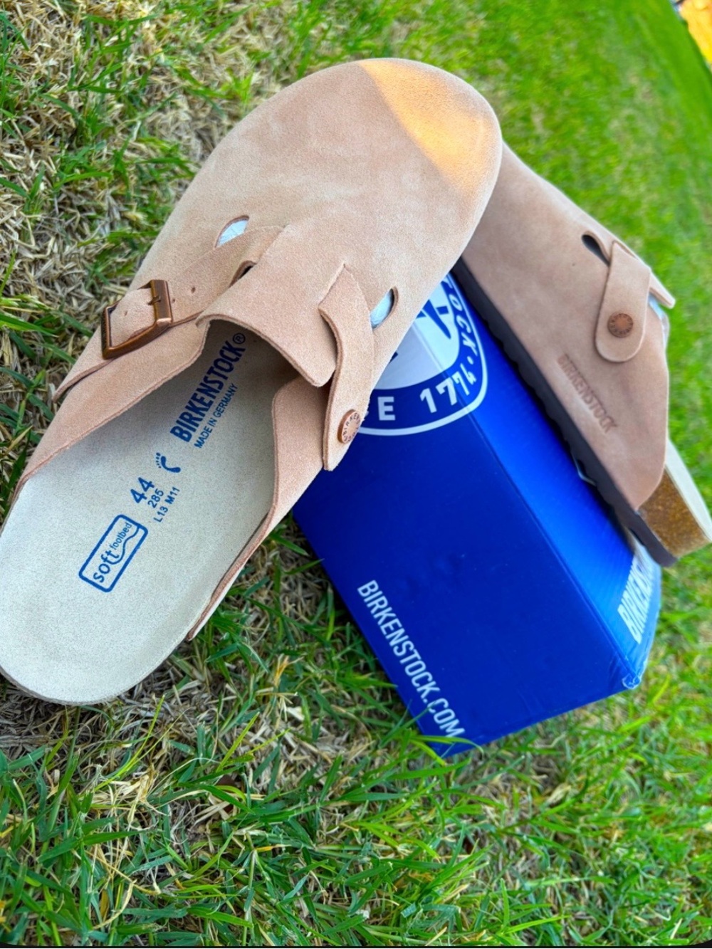 Birkenstock Men’s Boston Soft Footbed Clog in Sand Suede